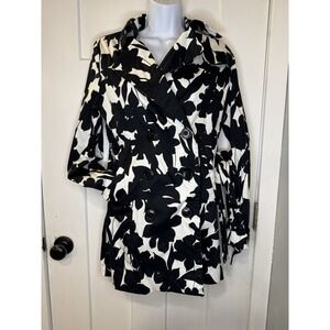 VERTIGO PARIS Trench Coat Black & White Button Down Belted Size XS  O1.2